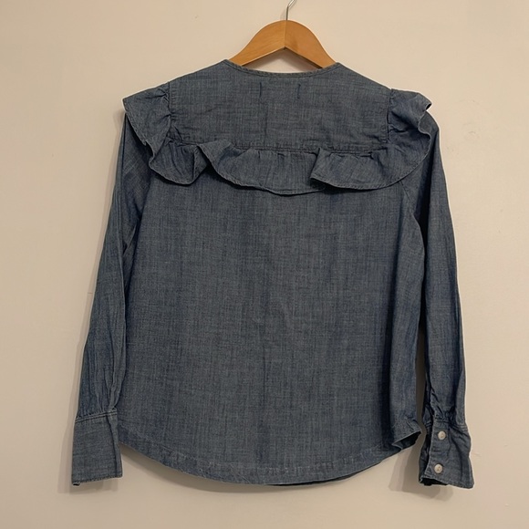 MADEWELL 100% cotton denim chambray long sleeve blouse top XS Extra Small - Picture 2 of 2